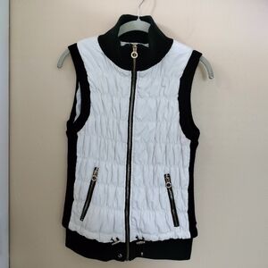 Calvin Klein Black White Quilted performance zip up vest S walking Jogging